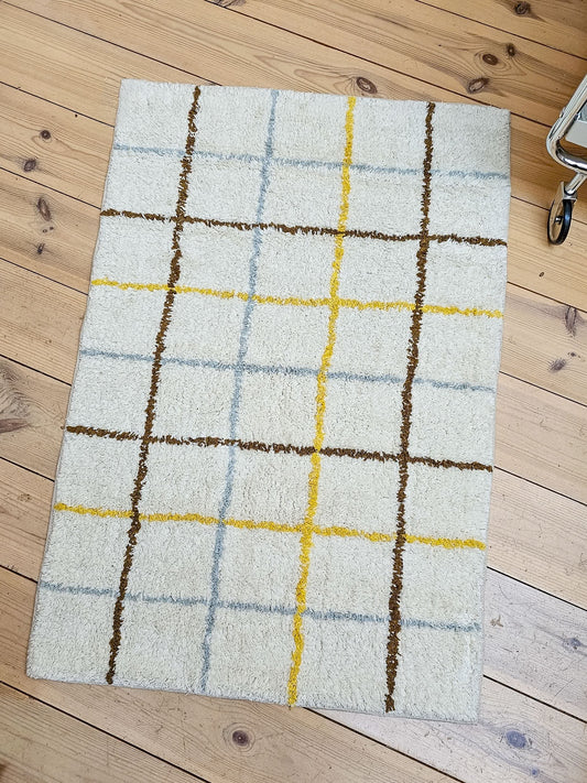 Checked Bath Mat | White/Yellow/Brown
