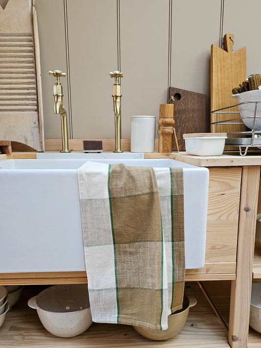 Checked Tea Towel | Olive & White
