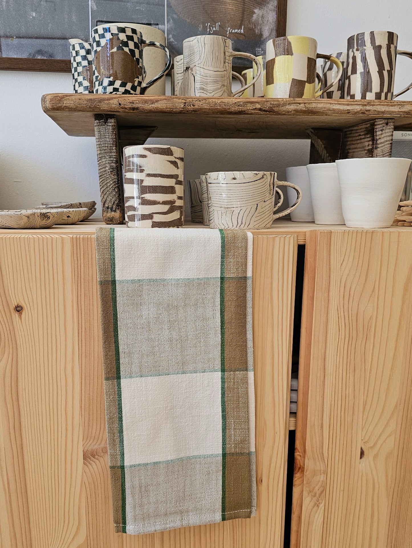 Checked Tea Towel | Olive & White