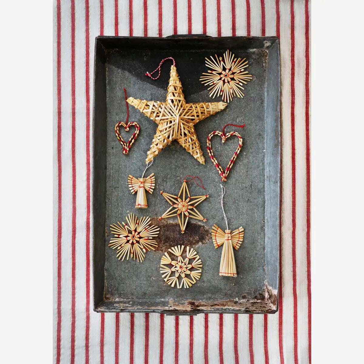 Straw Star Christmas Decorations | Set of 24