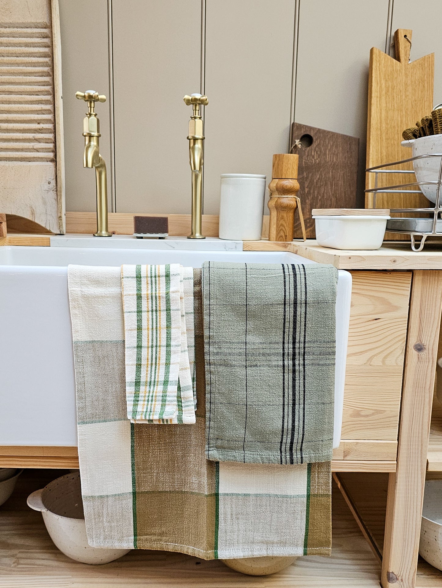 Traditional Plaid Tea Towel | Green