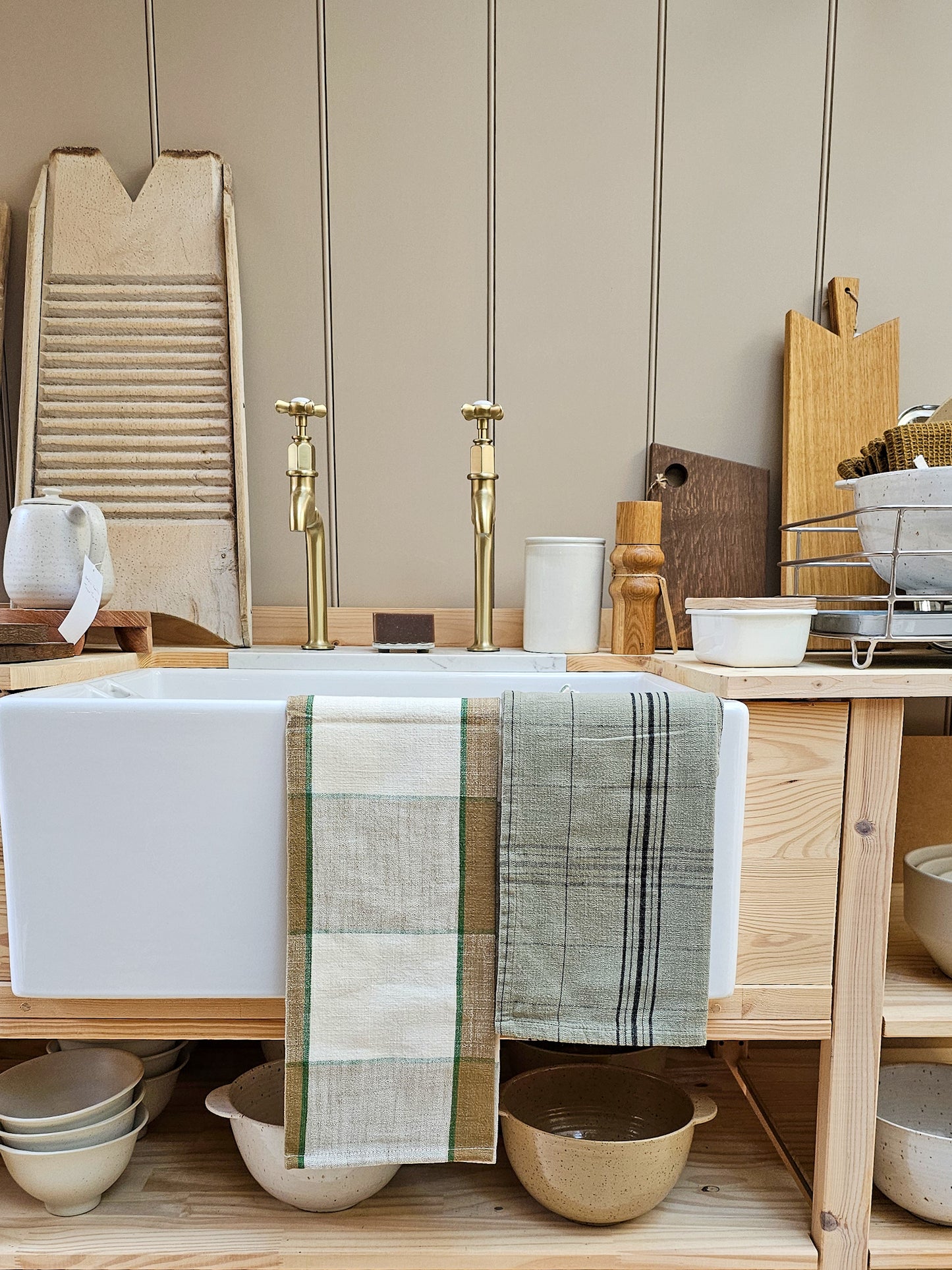 Traditional Plaid Tea Towel | Green