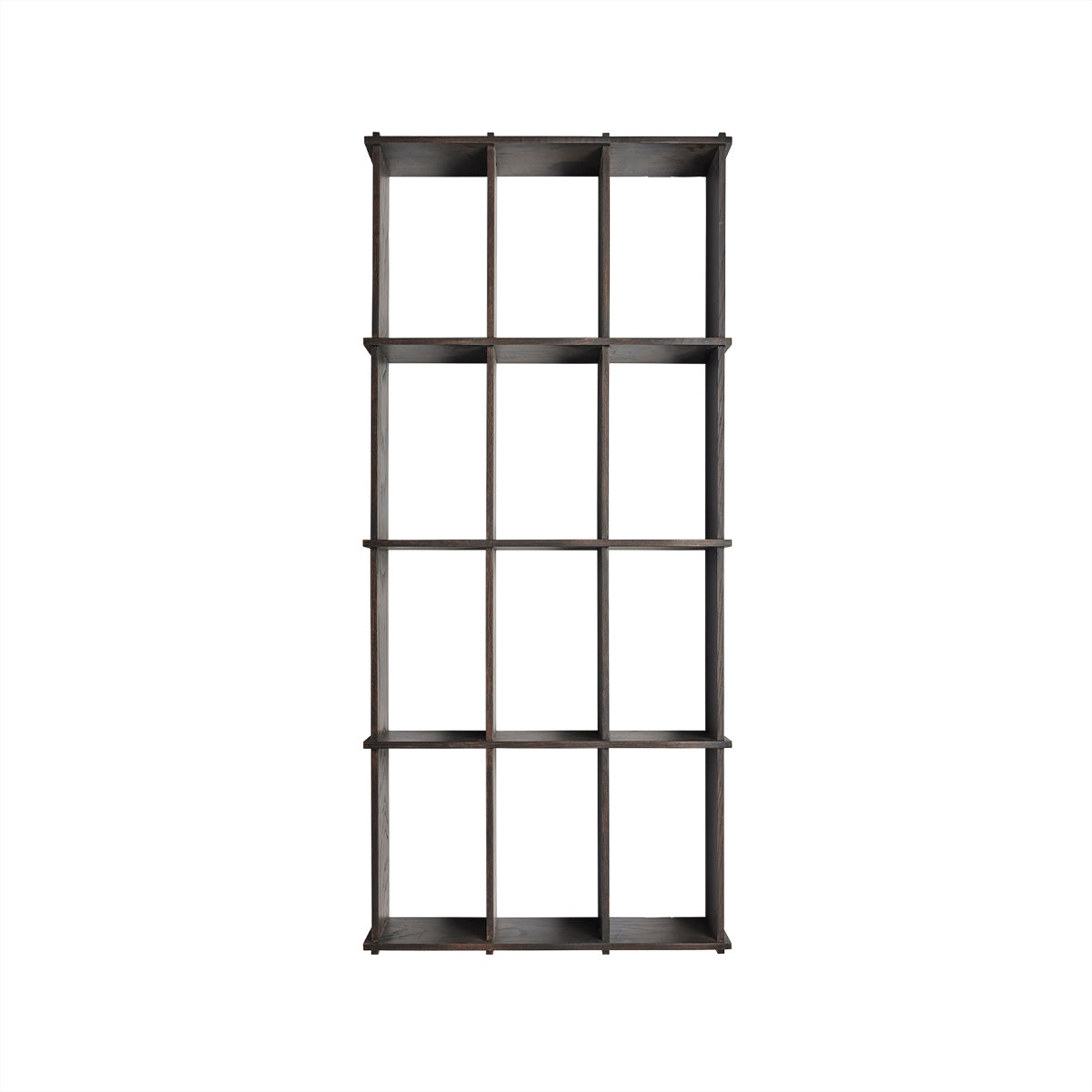 OYOY Grid Shelf large in dark ash, empty, front view on white background