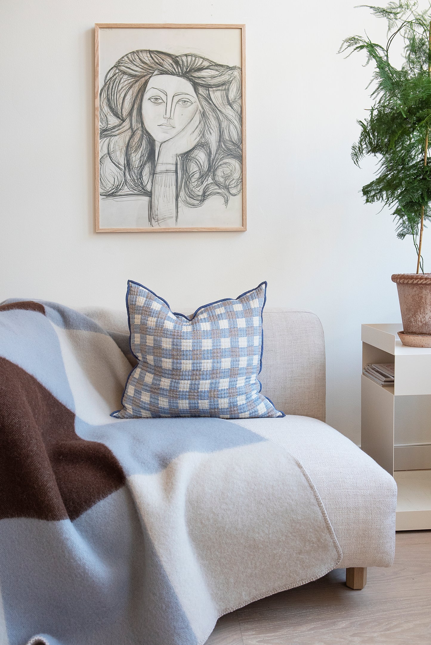 Pop Lambswool Blanket | Blue/Brown