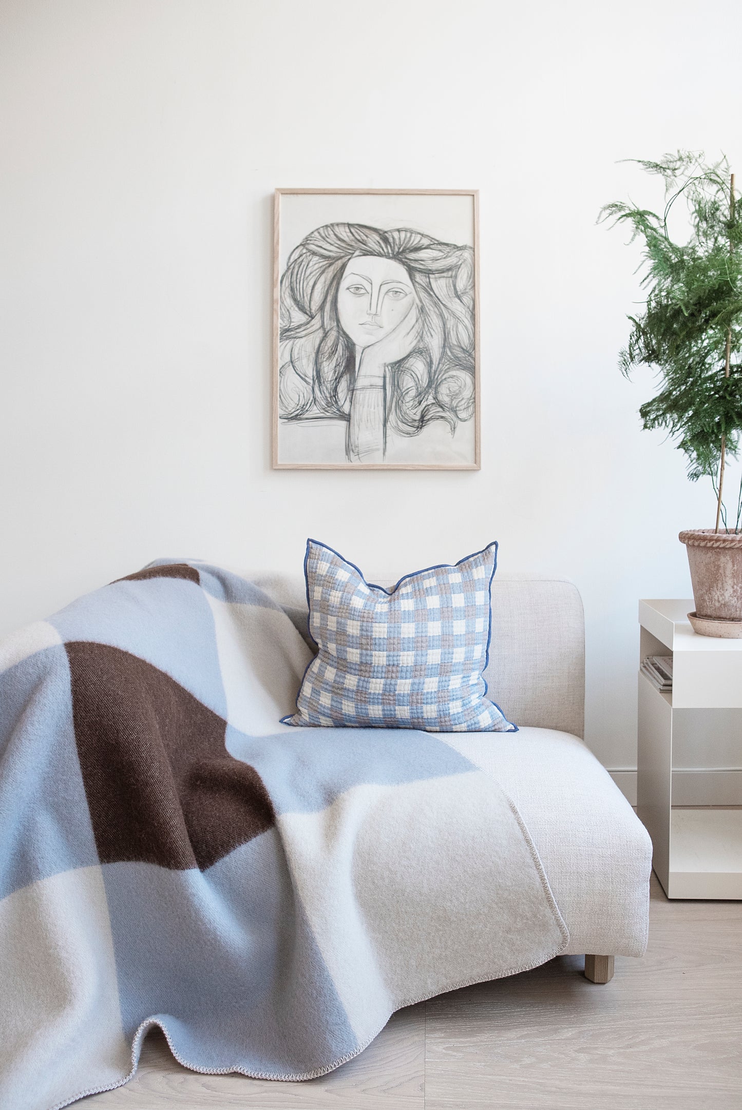 Pop Lambswool Blanket | Blue/Brown