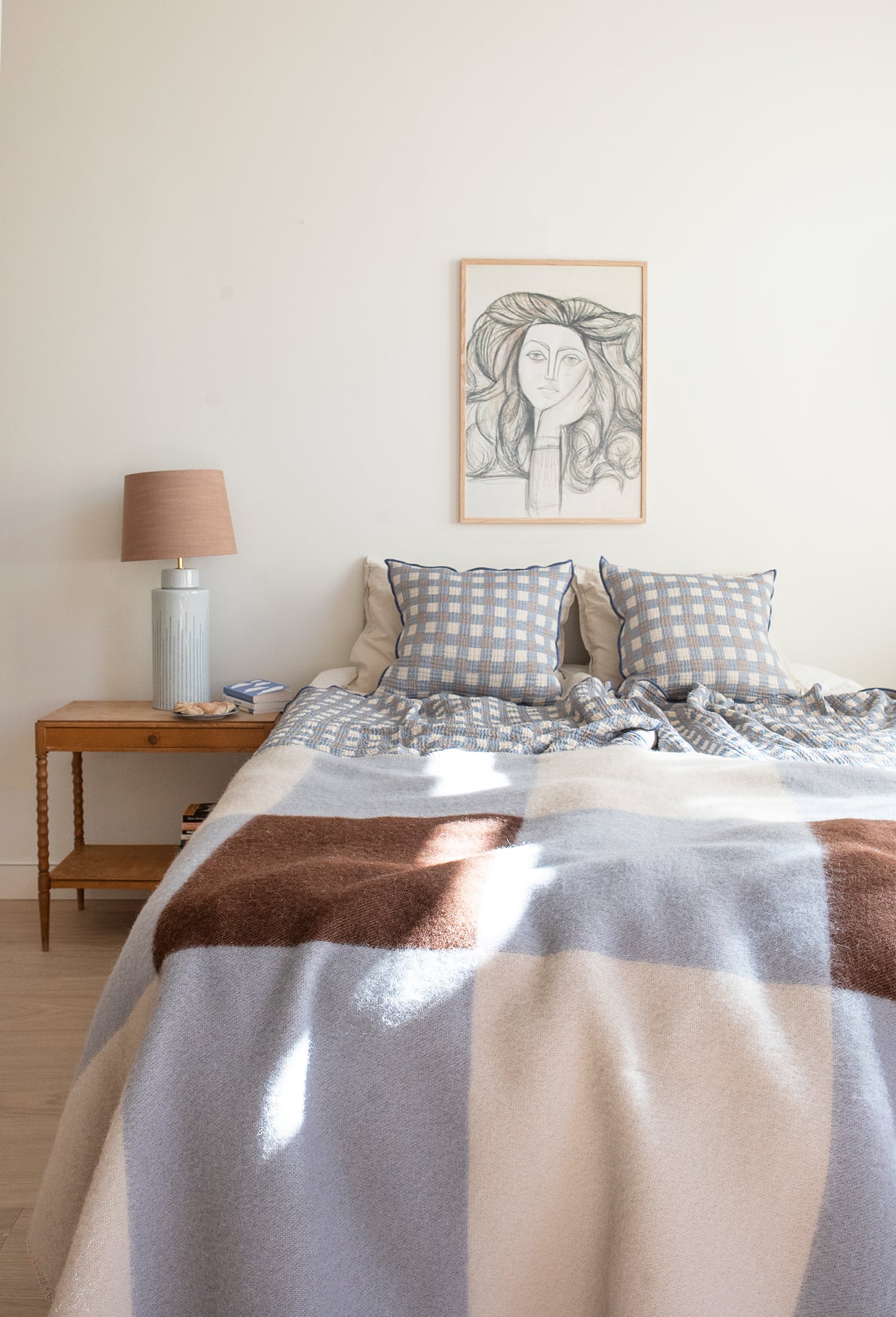 Pop Lambswool Blanket | Blue/Brown