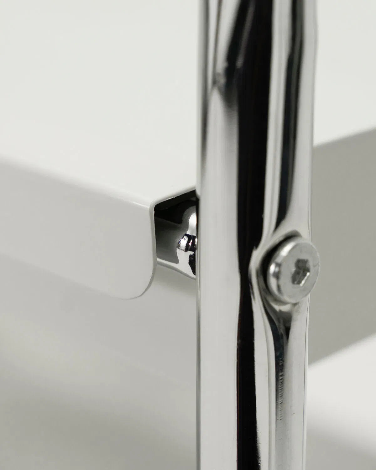 Close up of a join of the small Roll storage trolley.