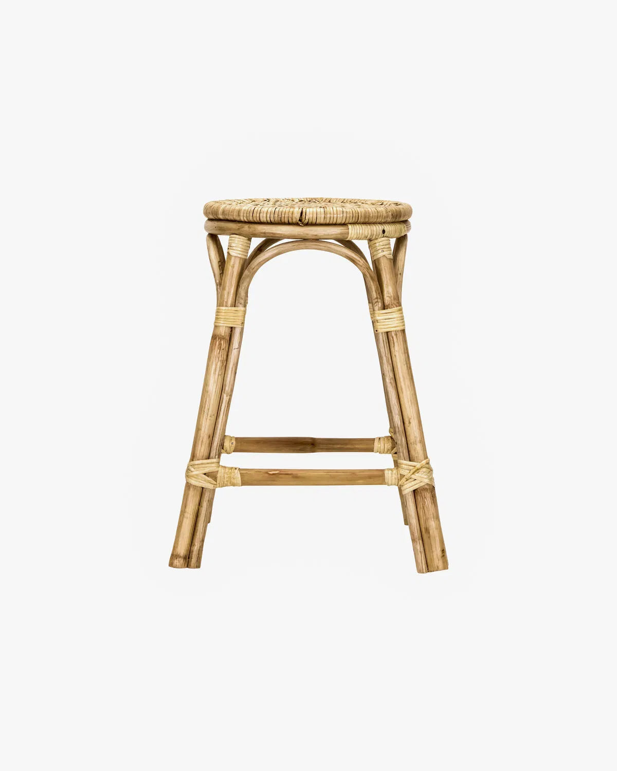 Stock image of a Trenza Rattan Stool on a white background.