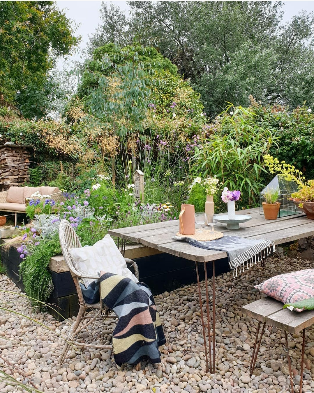 A garden seating area.