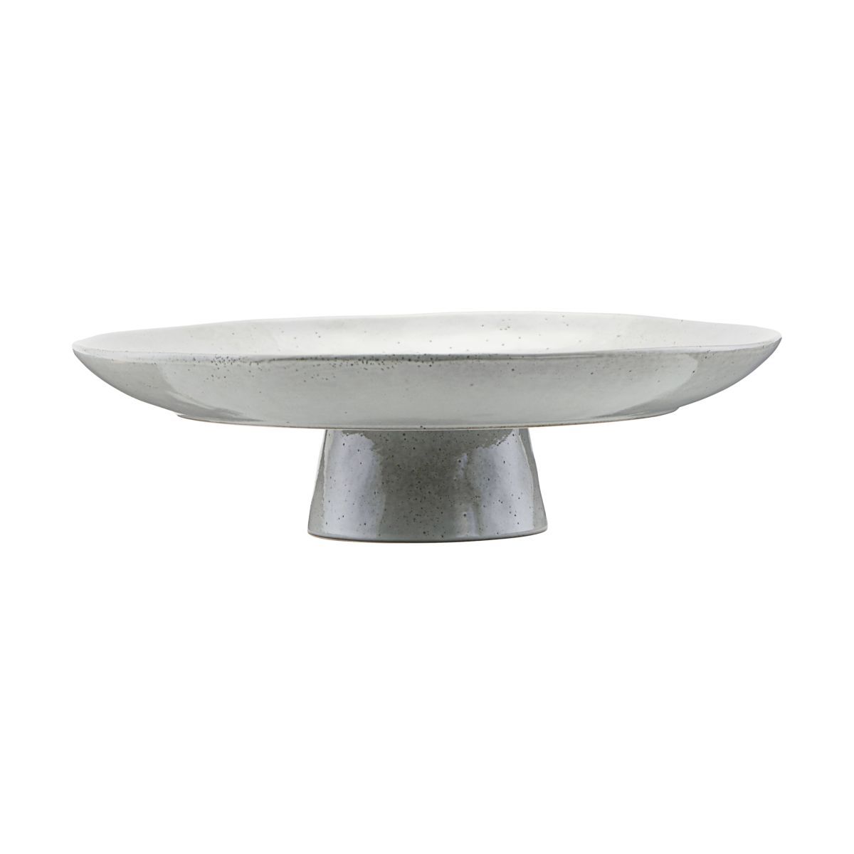 Stock image of a blue glazed ceramic cake stand.
